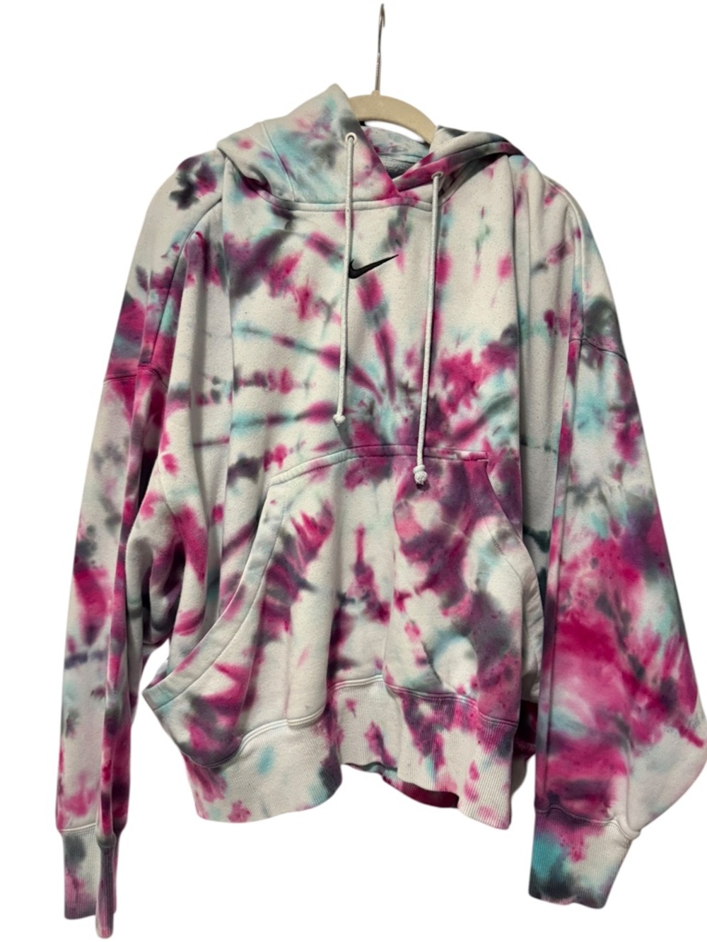 Nike Phoenix Tie-Dye Pullover Hoodie in Pink, Blue & White
